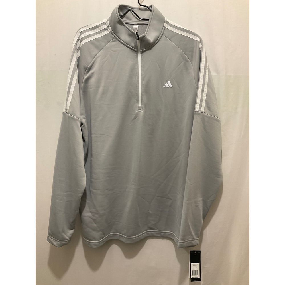 Adidas Mens large 1/4 Zip Pullover Grey ADVS20R736 Long Sleeve .N W T